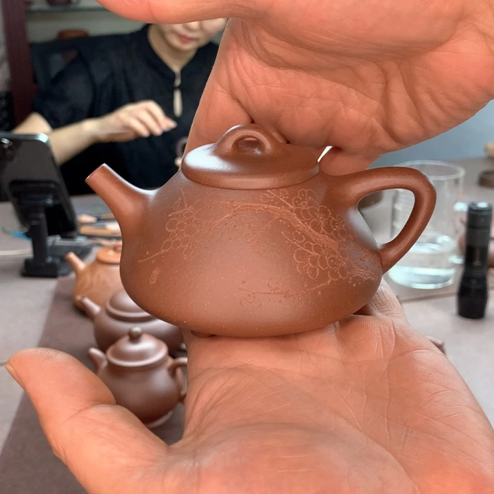 茶壶紫砂岩*茶子冶石瓢，底槽清容量160c c