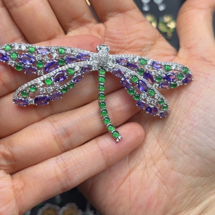 一***光翡翠银S925镶嵌耳饰