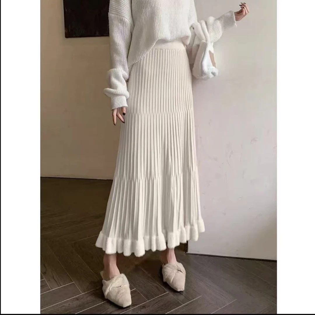 【月光】裙长80新款半身裙荷叶边A字打底裙