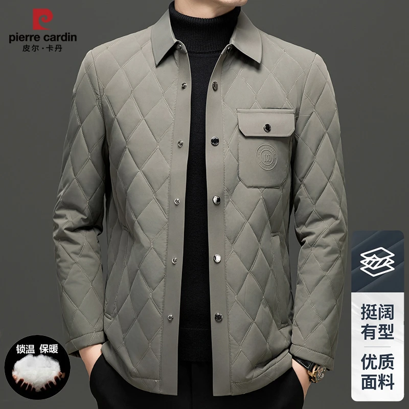皮尔卡丹男士冬季翻领棉服商务休闲棉袄男装外套上衣轻薄款男装潮