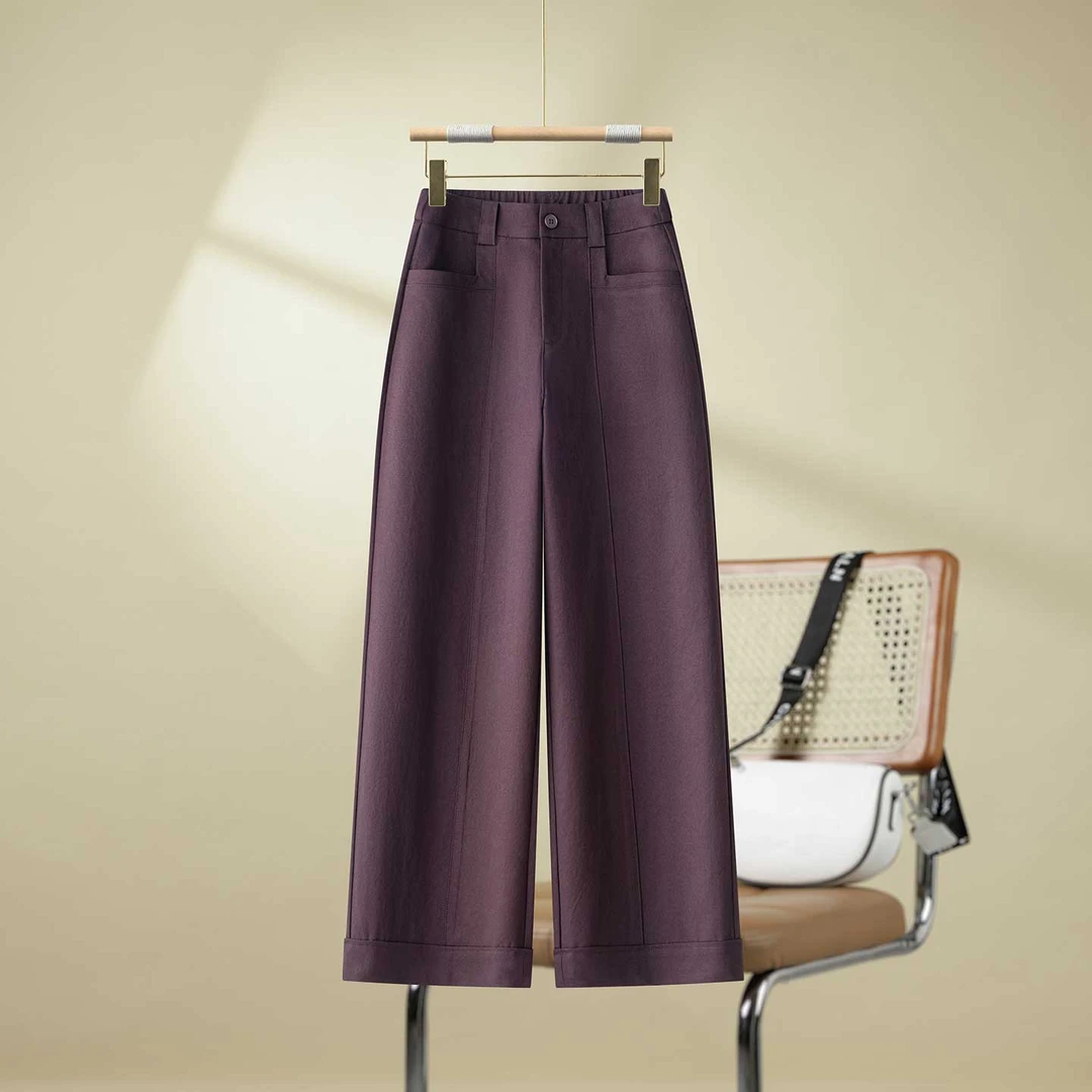 西装阔腿休闲裤女士2025秋季新款高腰显瘦宽松小个子九分直筒裤子