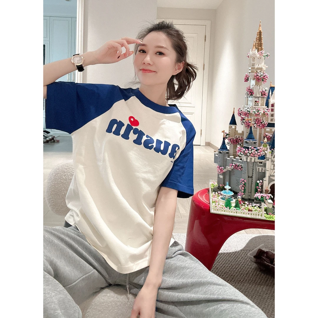 【91057爱心T】中板型-夏季纯棉插肩袖显瘦显白百搭女装圆领短袖t恤