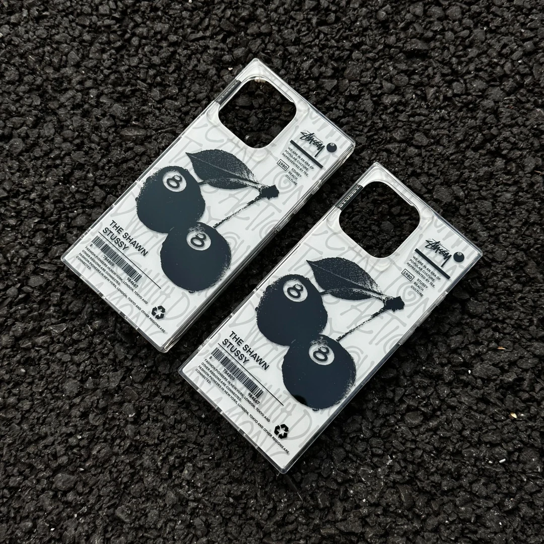 樱桃斯图潮牌黑8适用苹果16全包15ProMax创意方形iPhone13手机壳