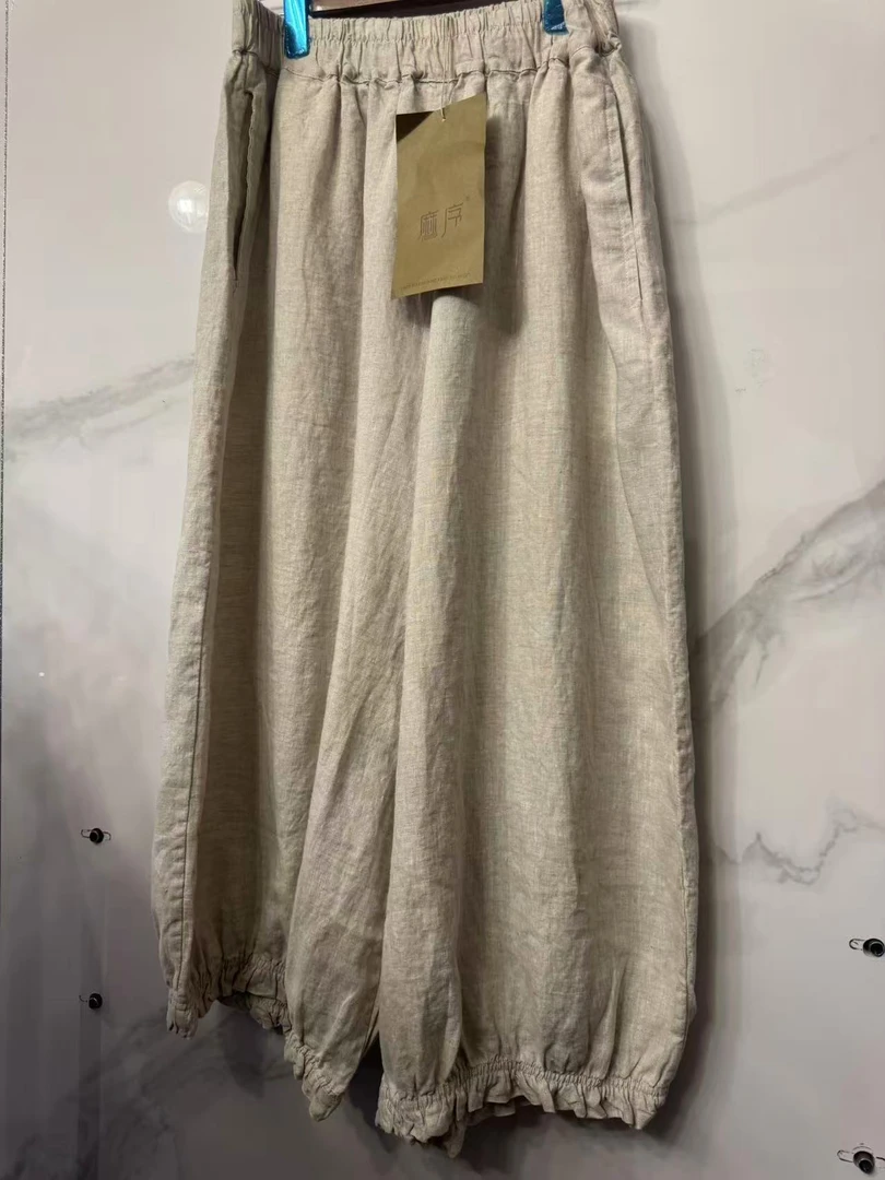 麻休闲宽松裤夏季松紧腰
