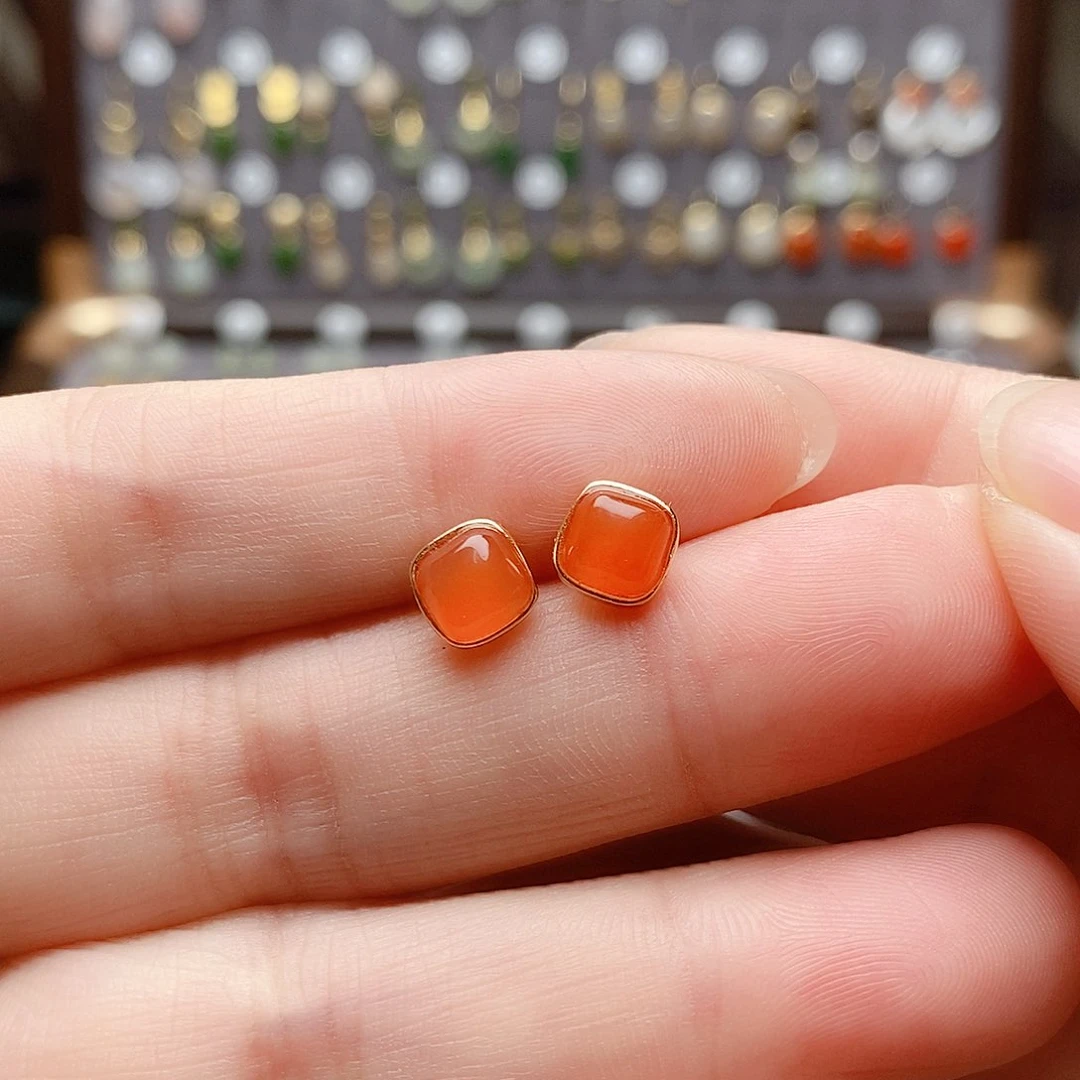 银S925镶嵌和田玉耳饰