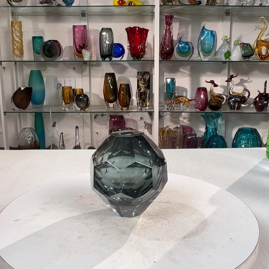 幻彩琉璃花器纯手工制作高9