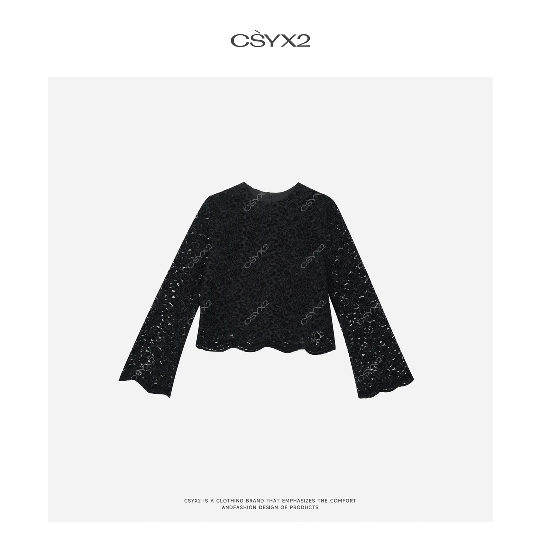 CsyX2-2025S/S早春新款“镜花水月”优雅蕾丝罩衫CZ4DX005
