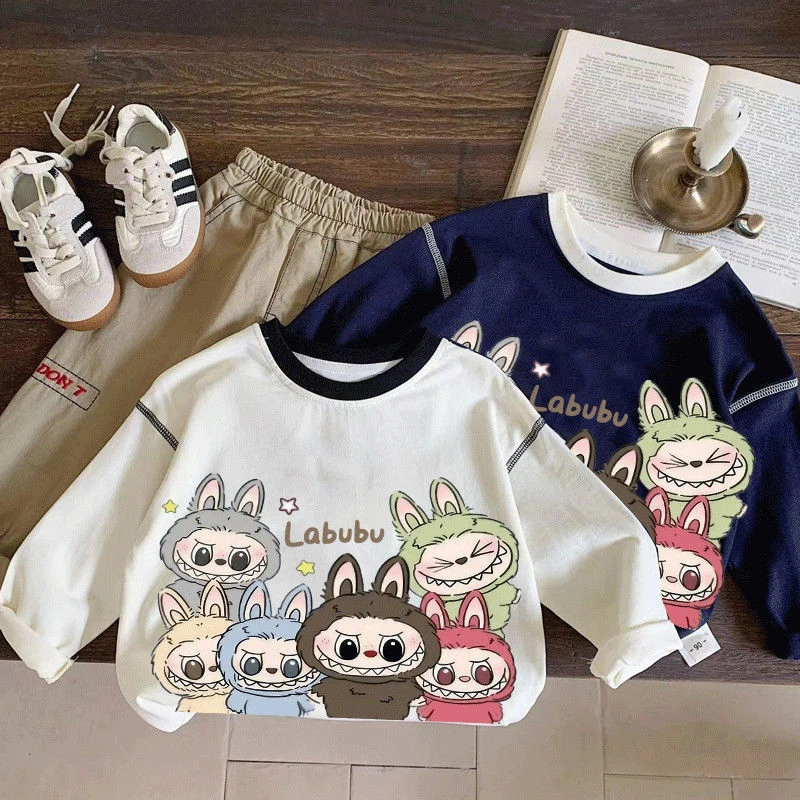 男女童儿童纯棉长袖2025春秋季中小童卡通拉布布T恤上衣新款百搭t