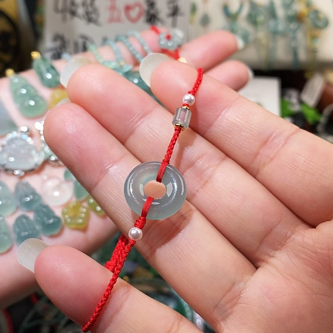 翡翠未镶嵌颈饰冰种甜甜圈手绳15