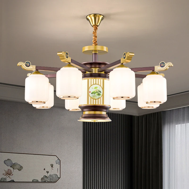 新中式金属吊灯禅意别墅餐厅家用客厅餐厅书房卧室精致灯具