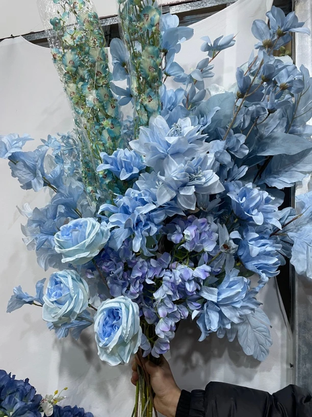 仿真花浅蓝色30支