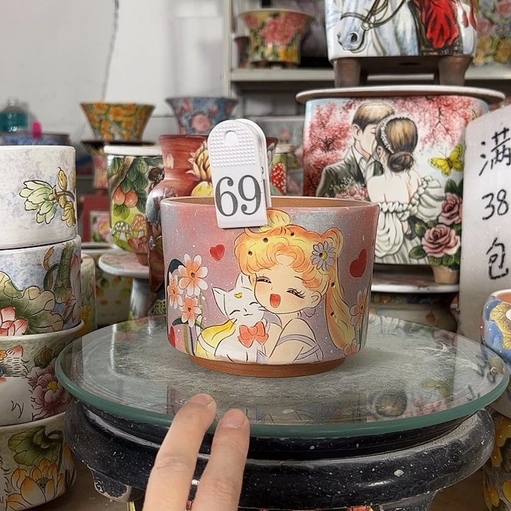 景德镇手绘花盆满38包邮