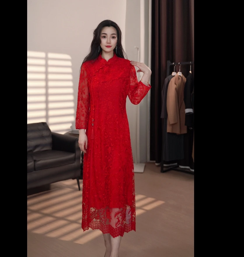 1027秋冬款气质旗袍连衣裙