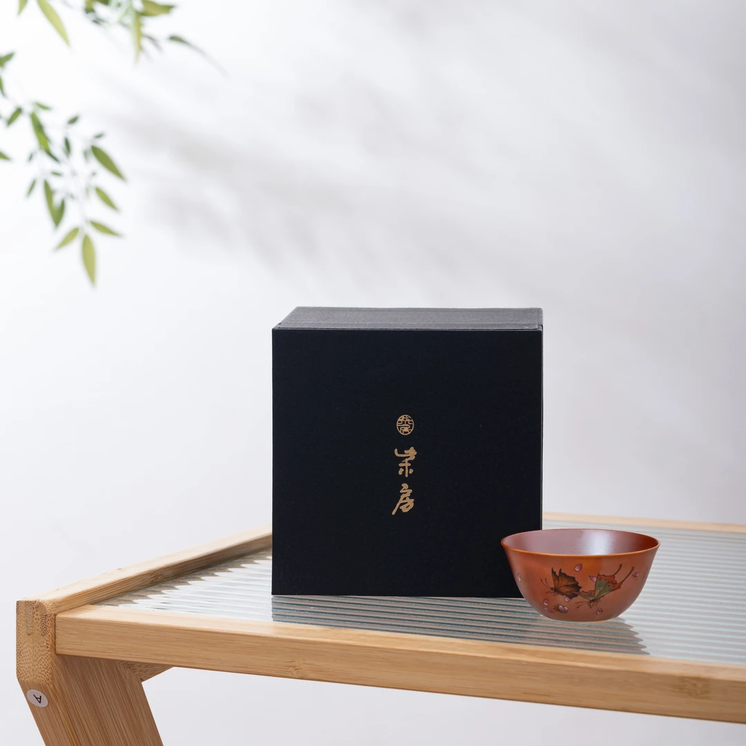 柴房 双蝴蝶杯 手绘主人茶杯 WYC071