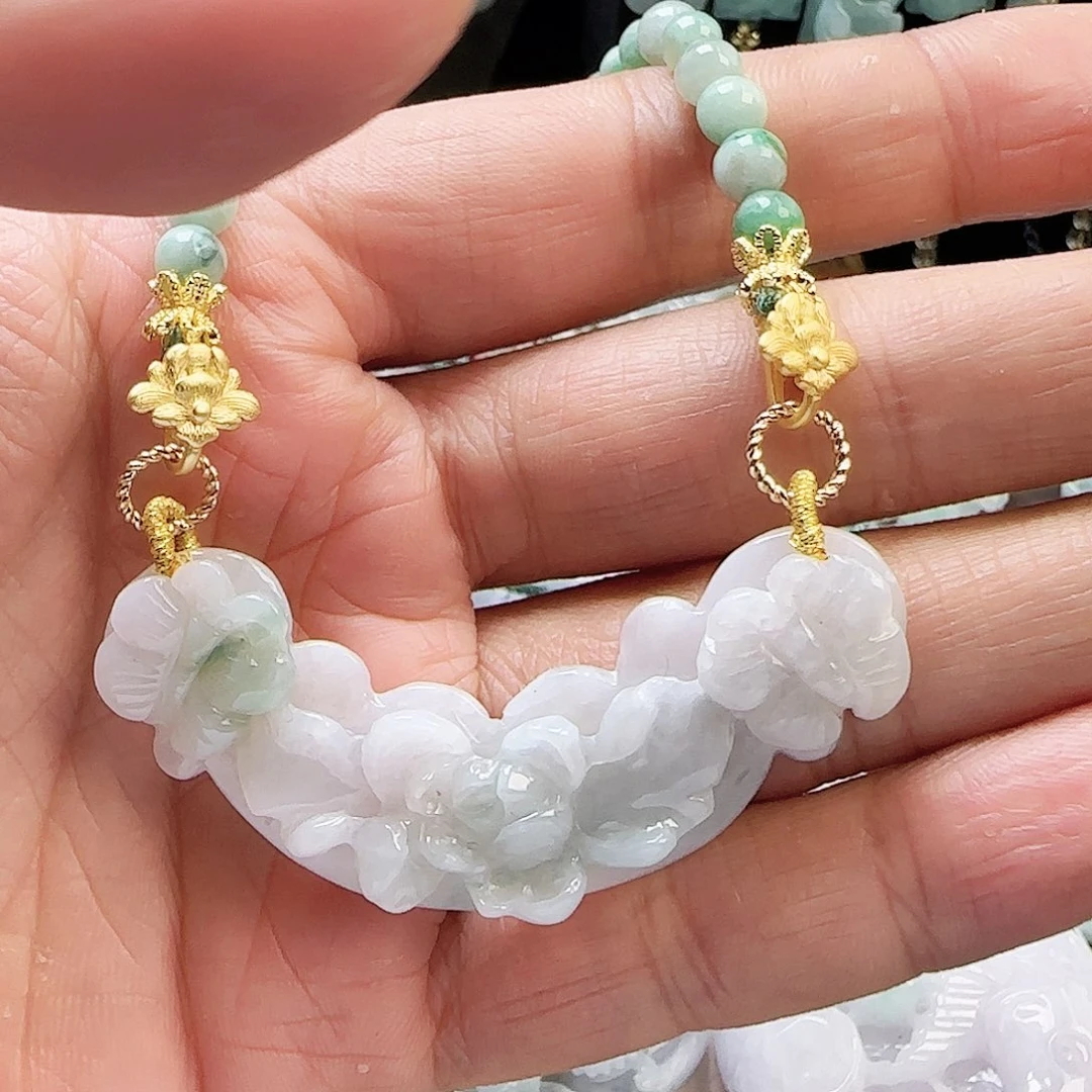 翡翠未镶嵌颈饰锁骨小花