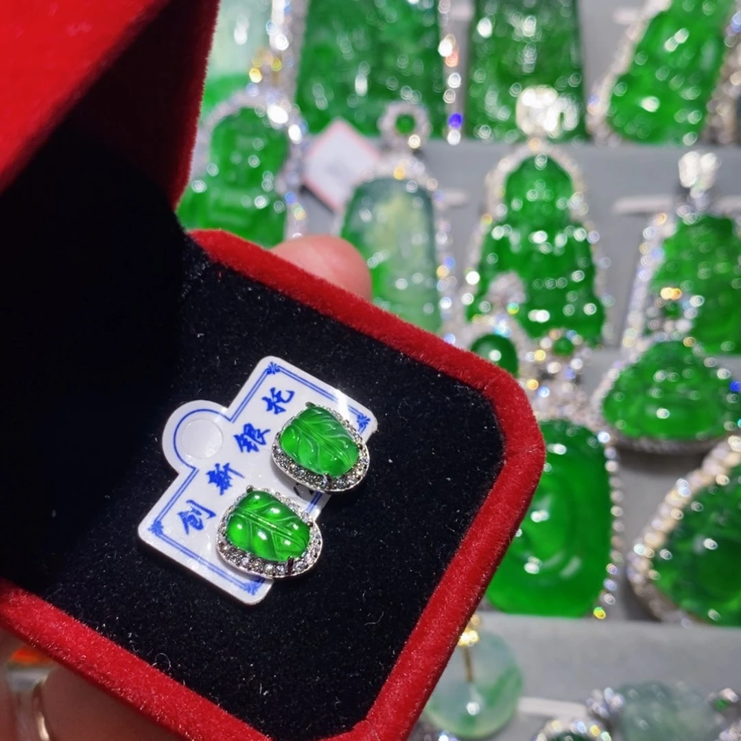 翡翠未镶嵌耳饰耳钉7
