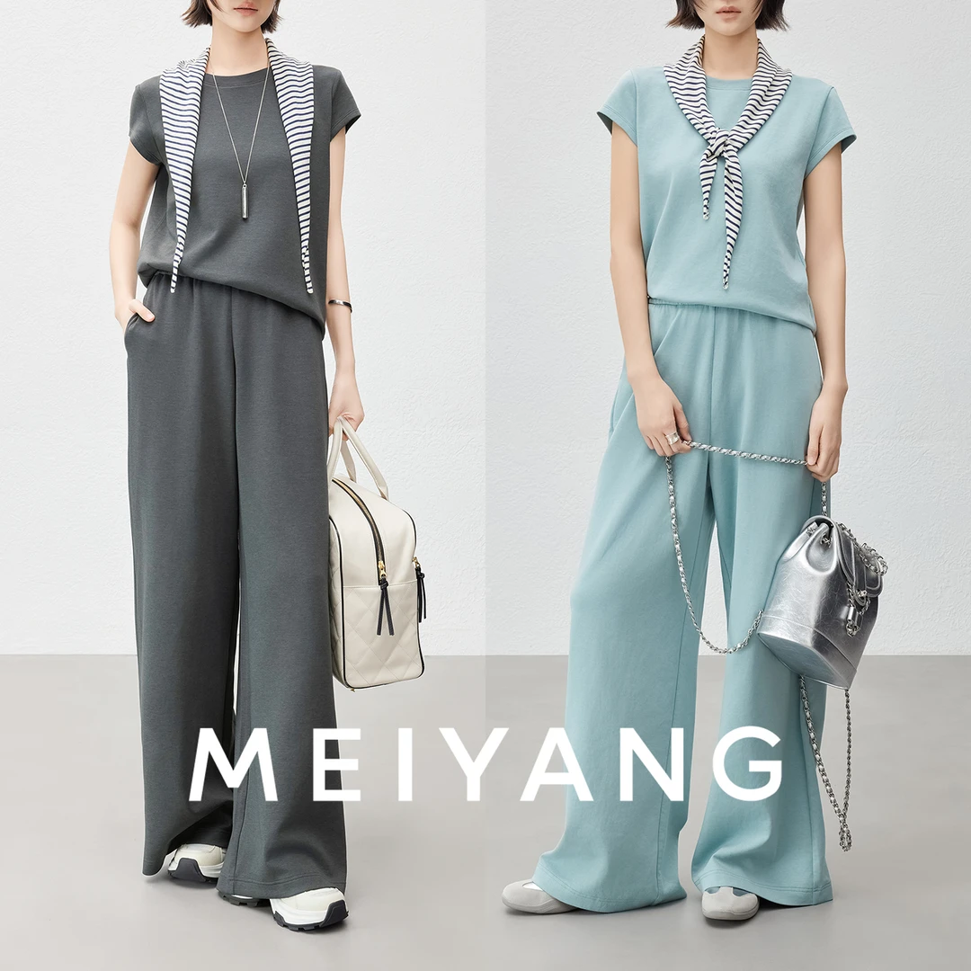 A美洋MEIYANG 酥服套装【商场同款】莫代尔_短袖/直筒裤/披肩-周二