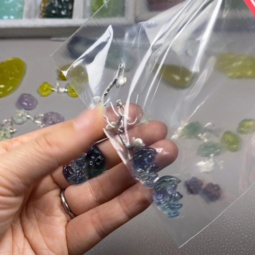 【闪购商品】萤石挂件耳饰耳环项链未镶嵌红*果