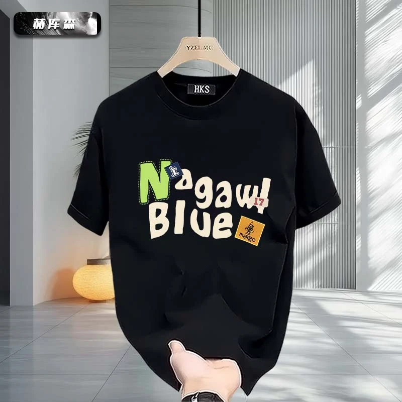 赫库森潮流ins风个性T恤简约潮流男士夏季圆领宽松百搭纯棉短袖