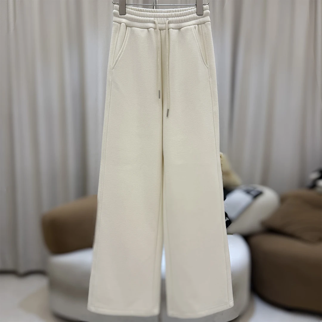 zaw大码女装休闲毛呢裤胖mm裤子秋冬显瘦松紧腰百搭阔腿裤/25460