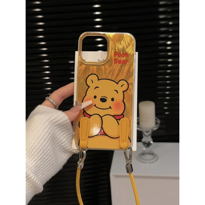 适用苹果16pro创意iPhone15pro手机壳imd羽纱华为p可爱橙底维尼熊