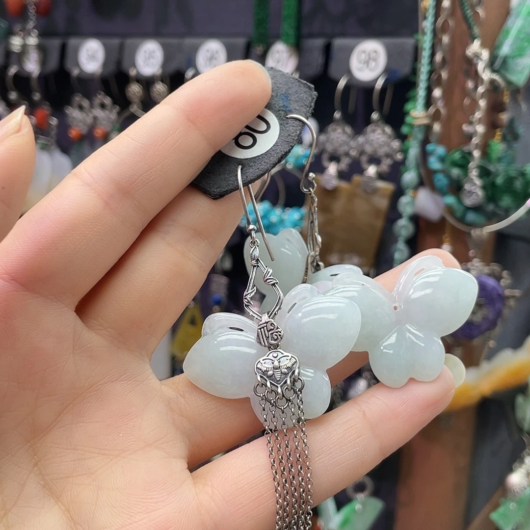 得***洋翡翠银S925镶嵌耳饰093ghnnh