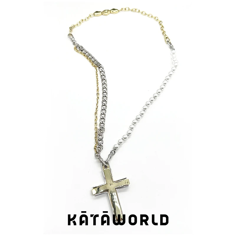 KATAWORLD 铜合金项链 【主理人】重组前后吸金银十字