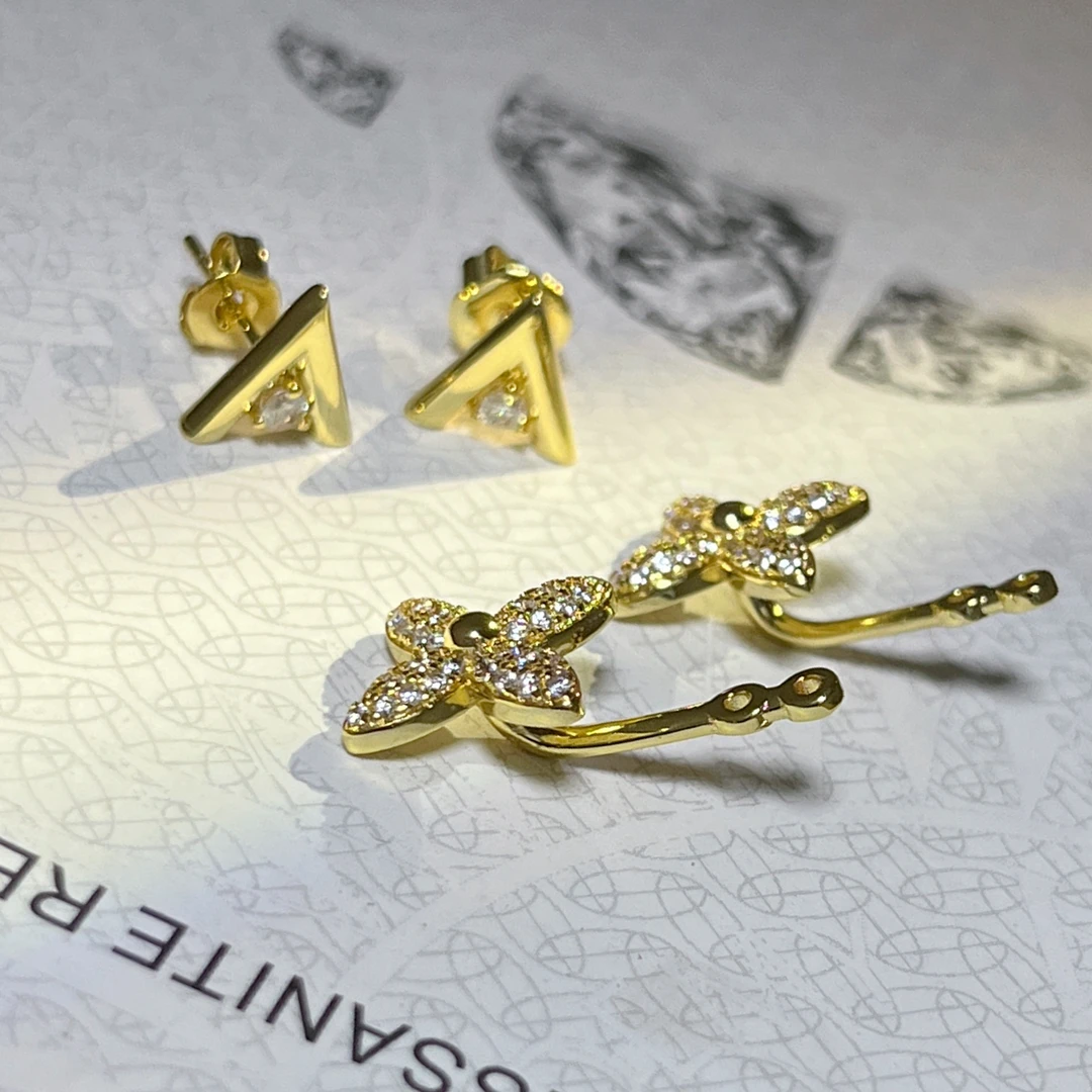 铜合金合成锆石耳饰 铜合金耳饰 小众时尚精致耳钉高级感轻奢简约