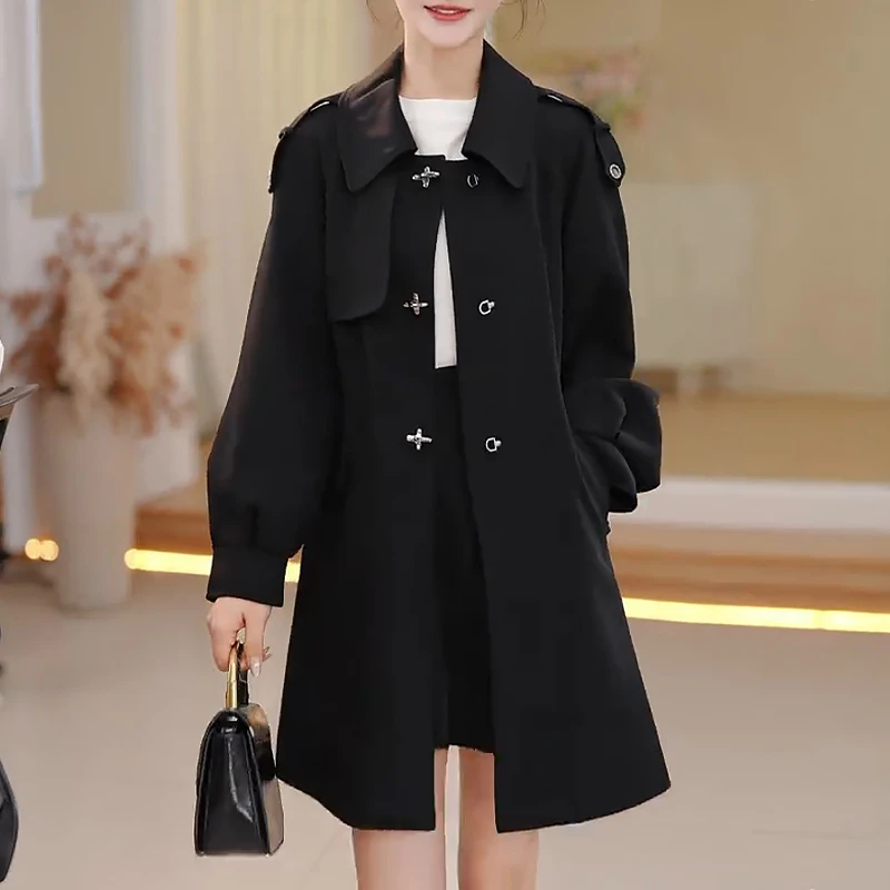 今年流行英伦风衣外套女春秋季2025年新款高级感小个子中长款大衣