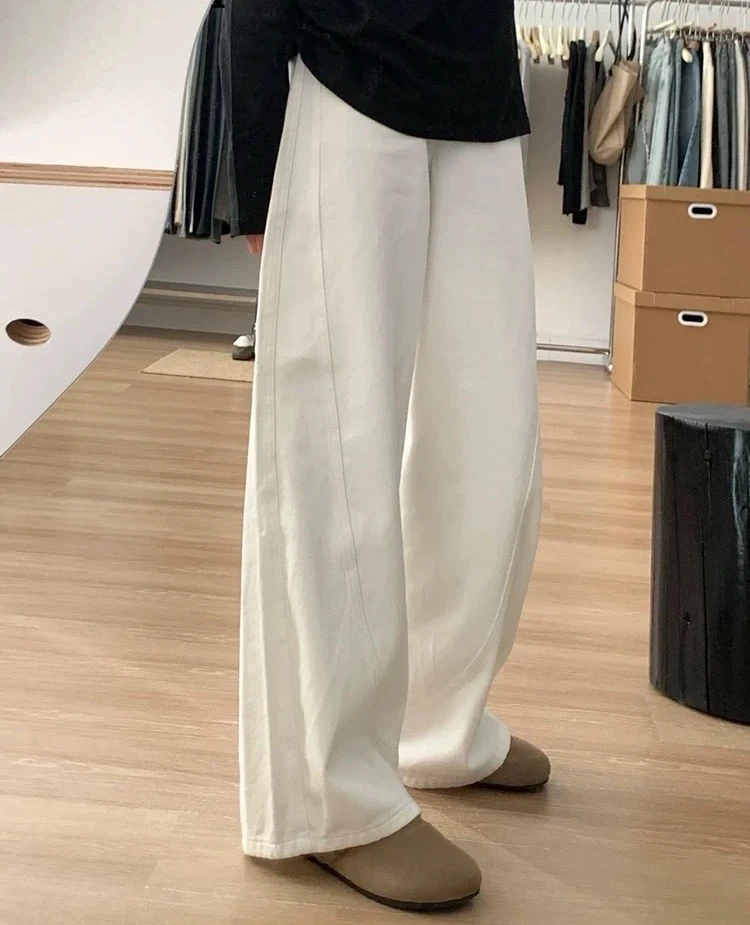 （偏大一个码）春季爆款白色弯刀直筒裤白色裤子女生韩系ins衣服