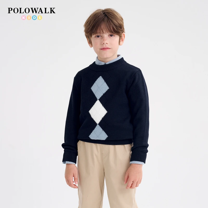 POLOWALK新品儿童毛衫半高领线衫男童毛衣AMRW432C1191