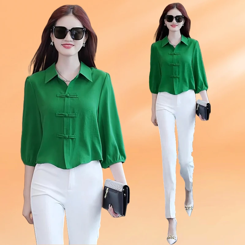 中国风设计感小众气质时尚衬衫女2025年春秋新款宽松遮肉显瘦上衣