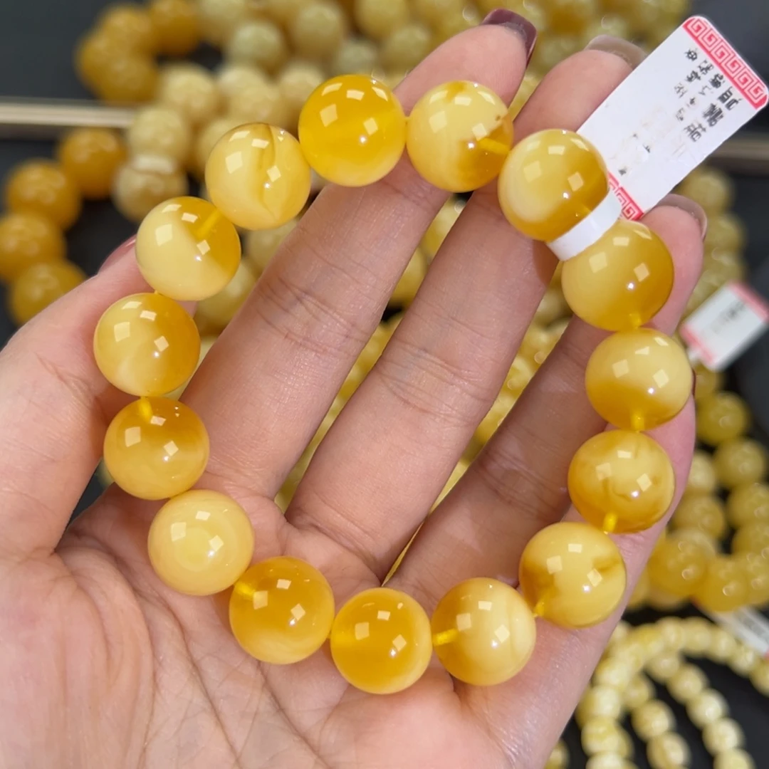 琥珀未镶嵌手链22金白