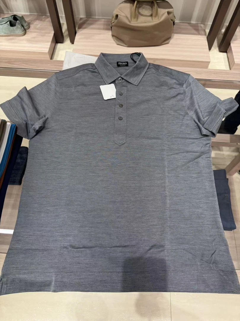 代Z E G N A 正品 50%丝50%棉 高级灰商务休闲polo衫