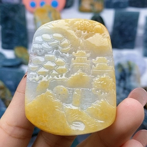 定制翡翠未镶嵌山水