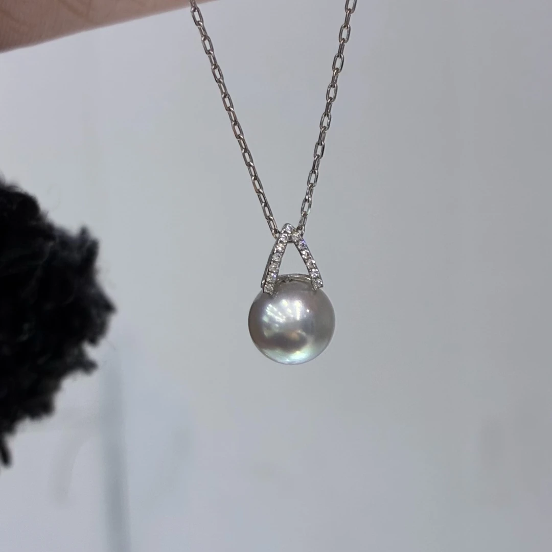 QY10008丨【热巴同款】海水Akoya真多麻珍珠吊坠 8-9mm 18k金