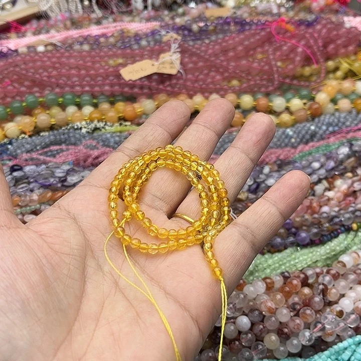 玛瑙/玉髓珠宝半成品未镶嵌一条4mm黄水晶