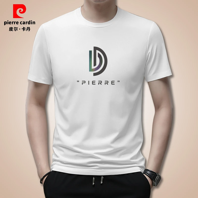 皮尔卡丹短袖t恤男士薄款夏季透气上衣休闲莫代尔圆领百搭体恤衫