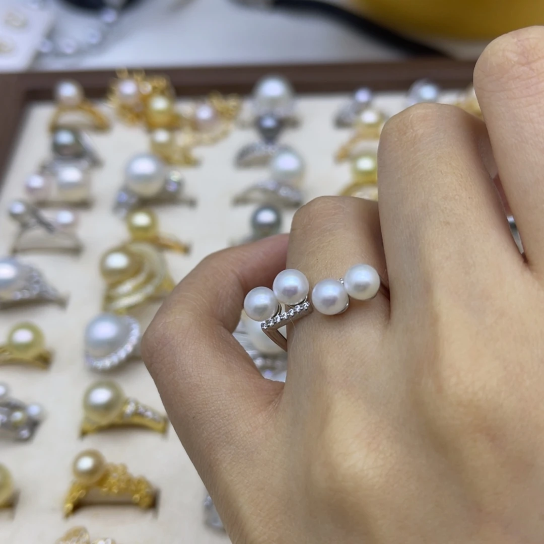 淡水珍珠戒指银S925镶嵌