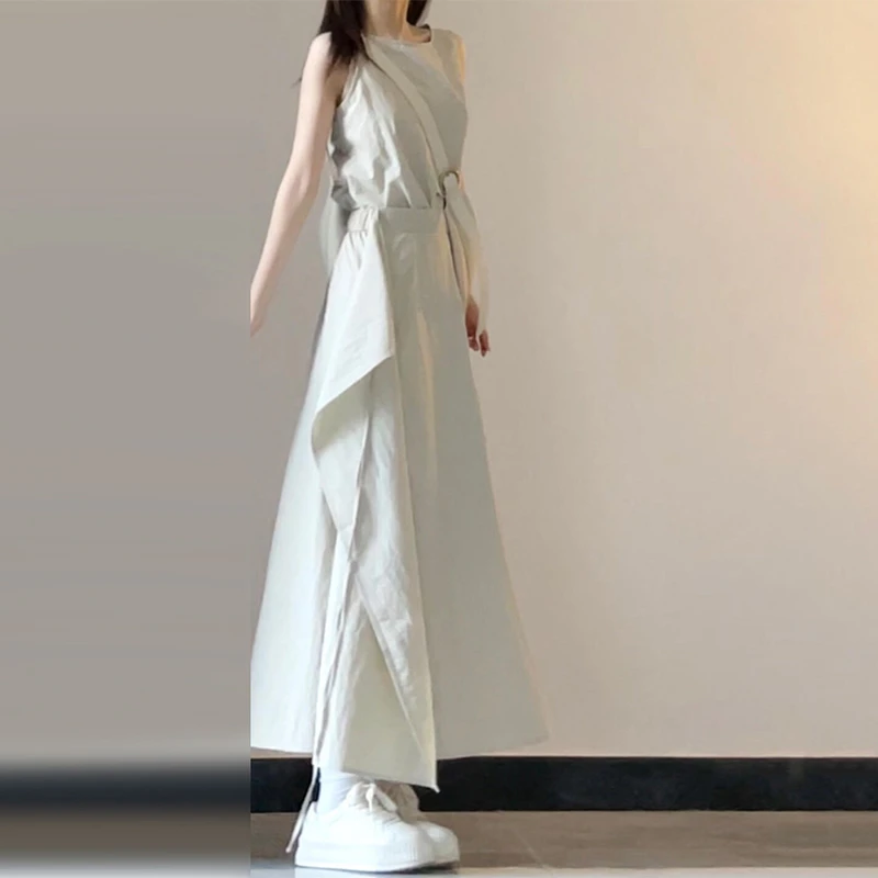 2025新款小众设计无袖背心连衣裙子女夏季高级感气质收腰长裙3323
