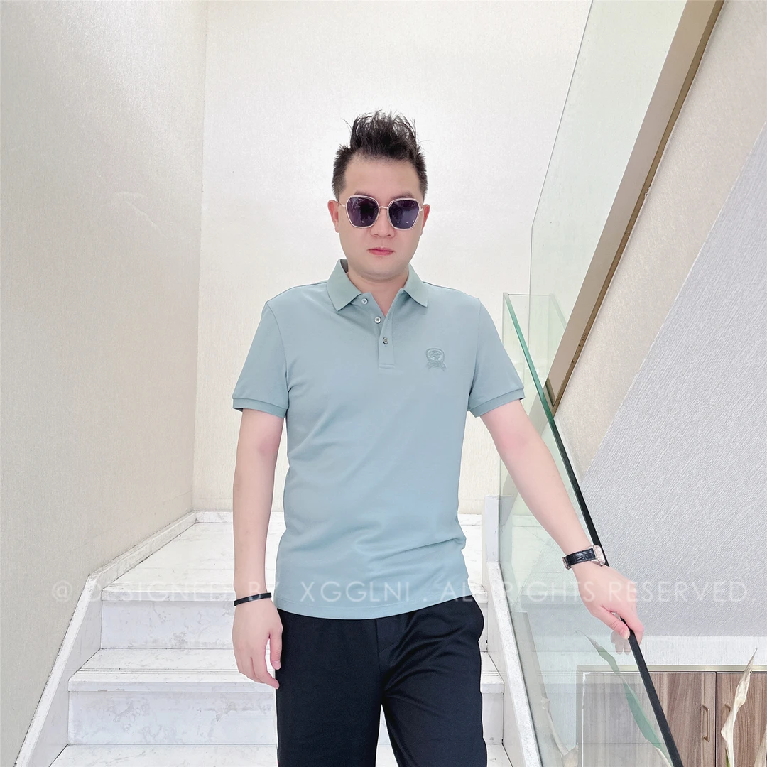 夏季款GF烫胶盾牌内小GF男士品质高端轻奢洋气时尚短袖男装POLO衫