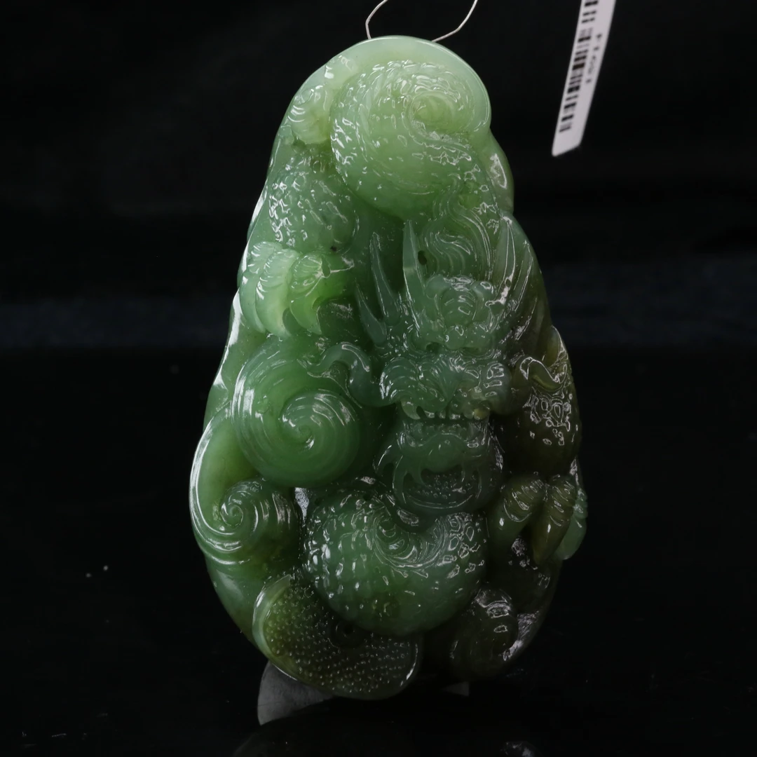 11和田玉俄七碧玉龙牌/300116上海嘉禾拍卖