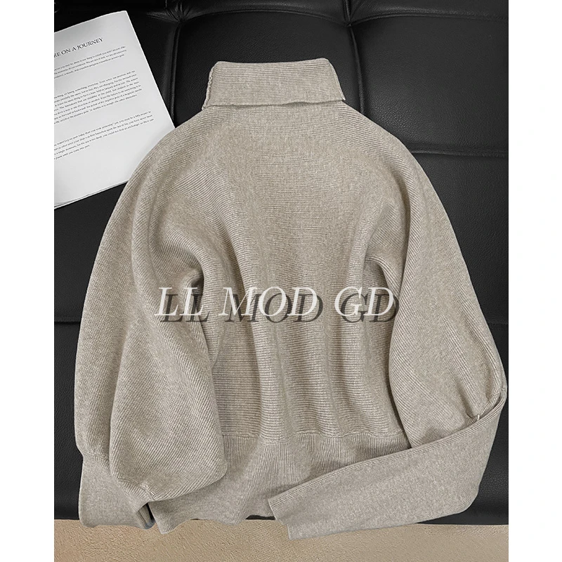 LL·MOD·GD【苏苏】素韵高领 长袖宽松毛衣女高领针织上衣YL-255411