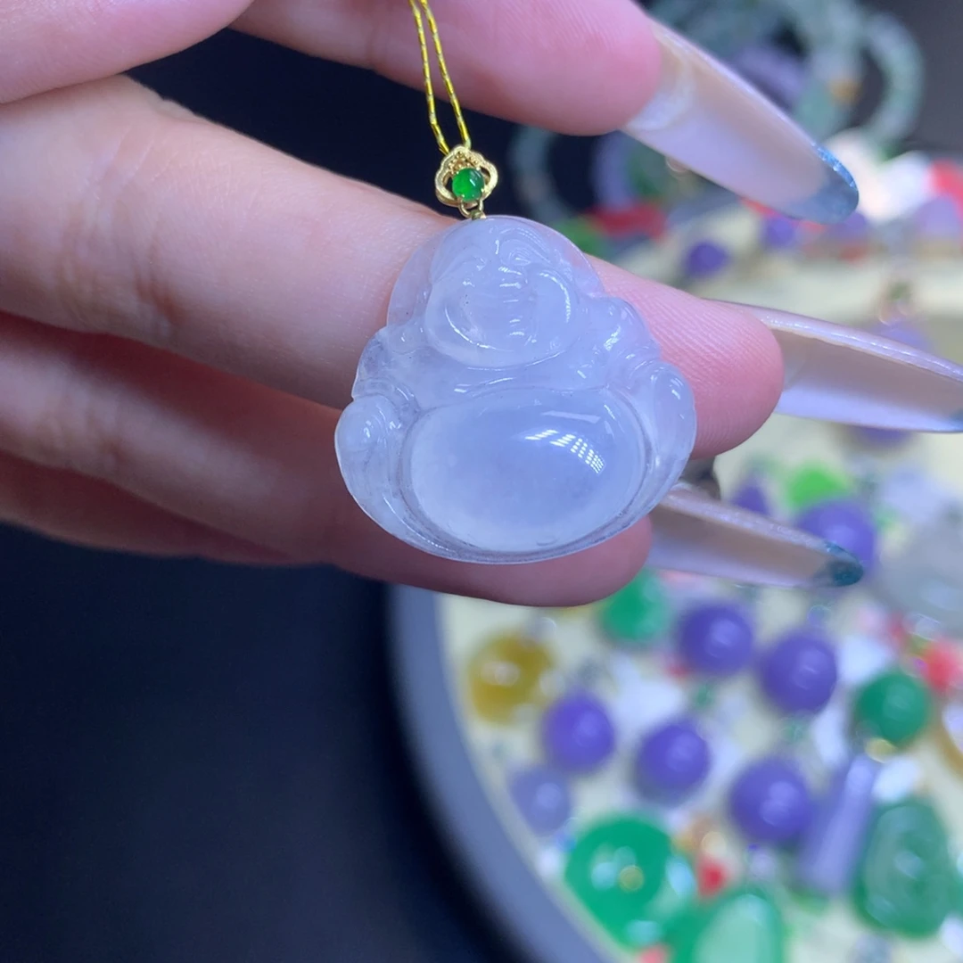 颈饰18K金镶嵌翡翠天然