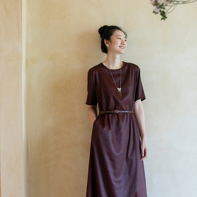 牧衣游原创设计 桑蚕丝连衣裙女夏季新品禅意复古新中式长裙 初叶