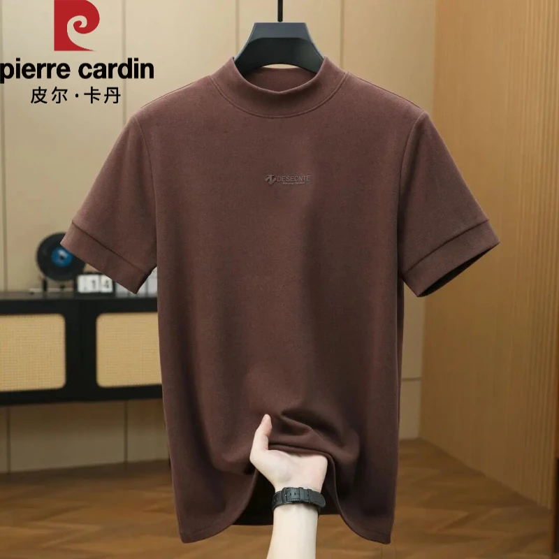 皮尔卡丹2025秋冬季石墨烯男士半高领打底衫短袖T恤保暖内搭上衣