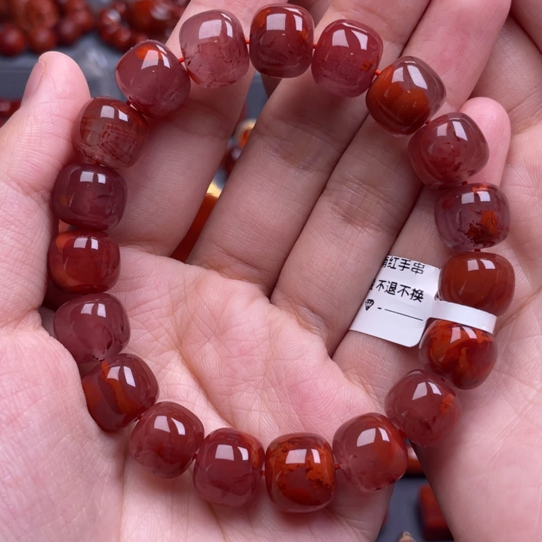 南红玛瑙未镶嵌珠宝奇石单圈12.5mm
