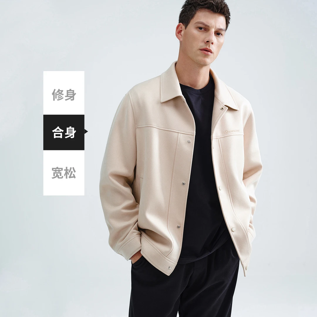 navigare意大利小帆船春季斜纹翻领行政夹克男士简约休闲短款外套