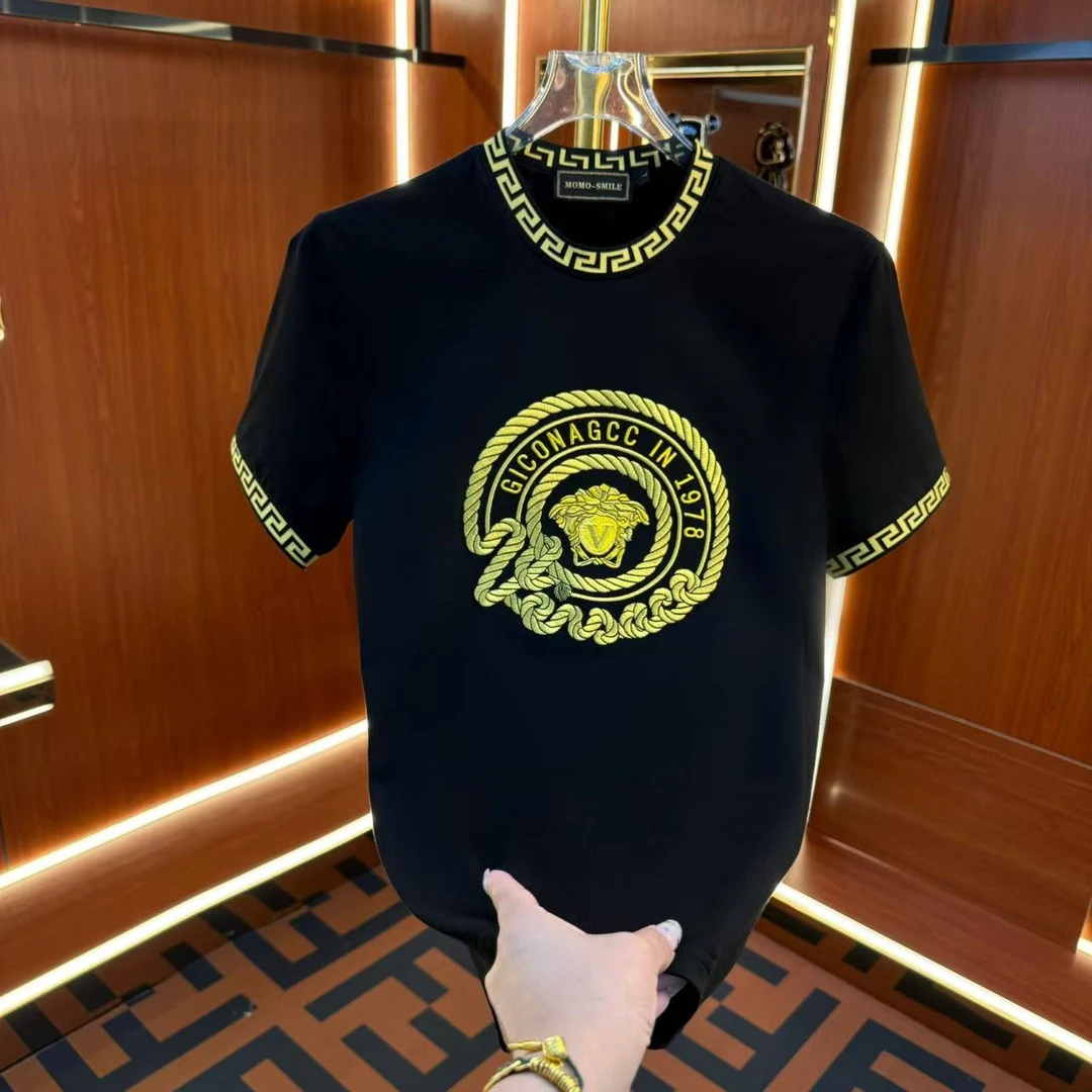 【CCS】2025夏季新款圓領男士輕奢半袖修身刺繡T恤款9233款1111