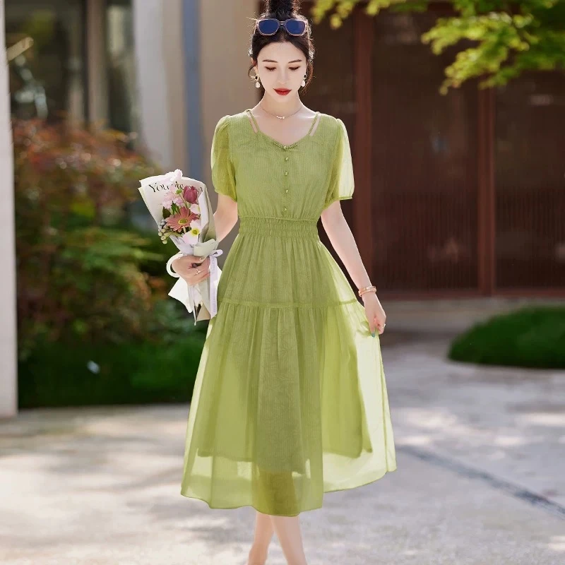 L290夏季轻熟风仙女连衣裙显瘦法式初恋温柔裙子女装